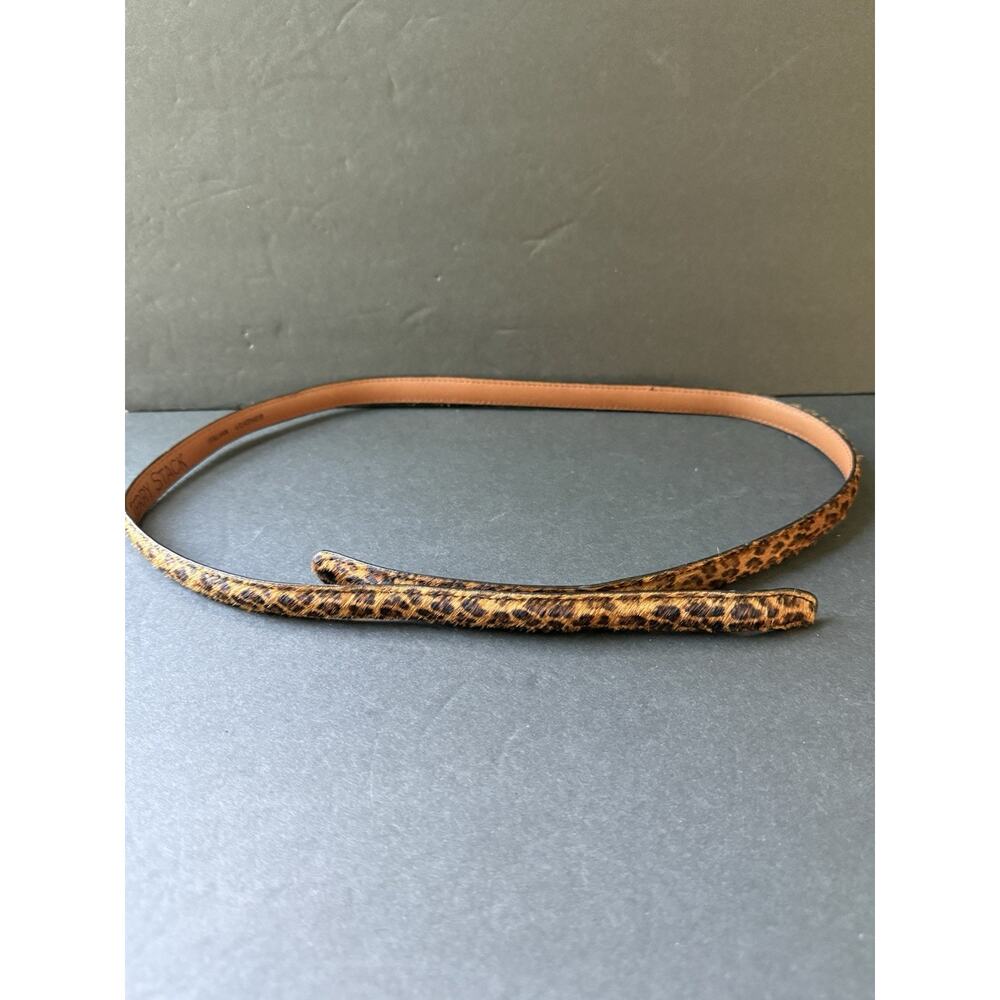 Vintage Terry Stack Italian Leather Pony Hair Belt Size L Brown Animal Print